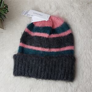 🚨NEW TOPSHOP Fuzzy Brushed Striped Beanie Hat OS